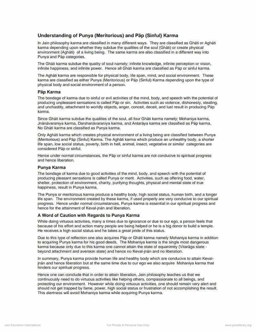 First page of Punya And Pap Karma