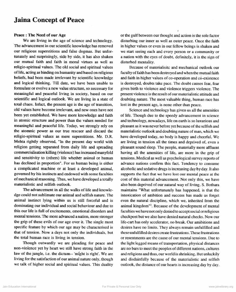 First page of Jaina Concept Of Peace