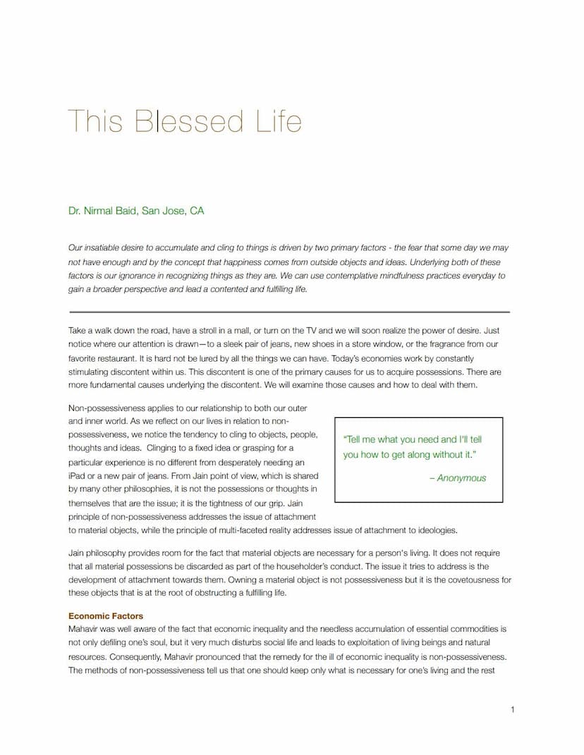 First page of This Blessed Life