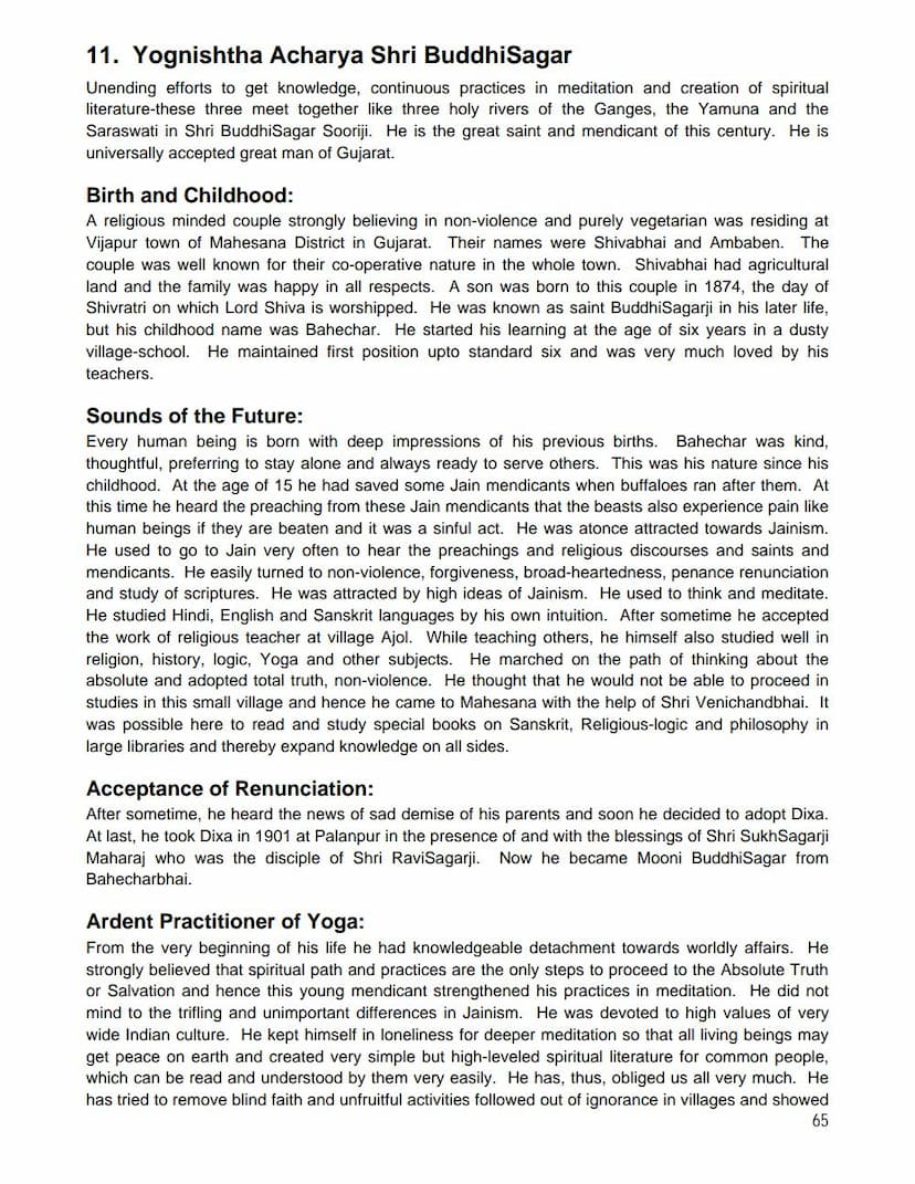 First page of Yognishtha Acharya Shri Buddhisagarji Maharaj