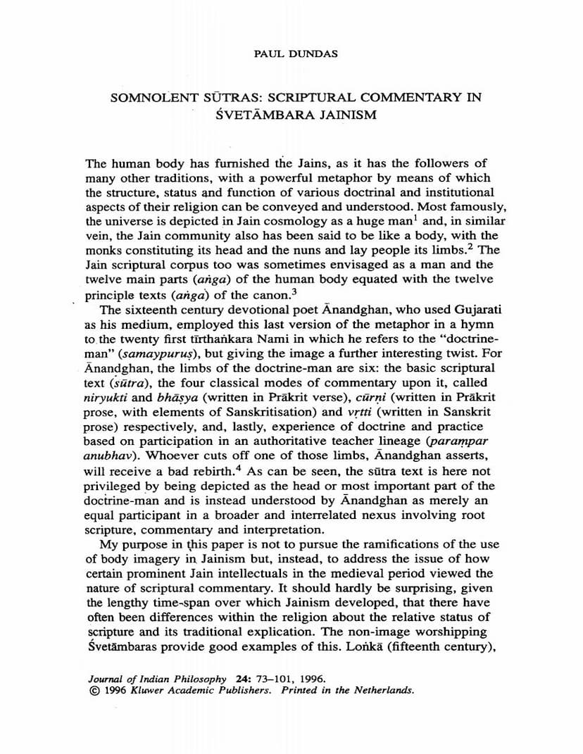 First page of Somnolent Stras Sriptural Cmmentary In Svetambara Jainism