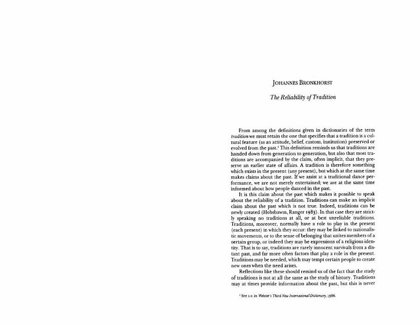 First page of Reliability Of Tradition