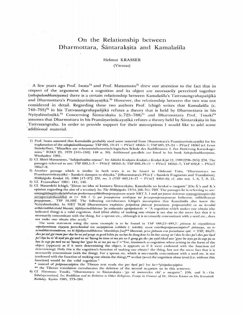 First page of On Relationship Between Dharmottara Santaraksita And Kamalasila