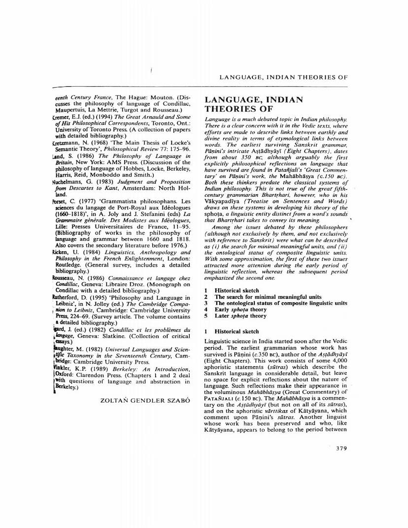 First page of Language Indian Theories Of