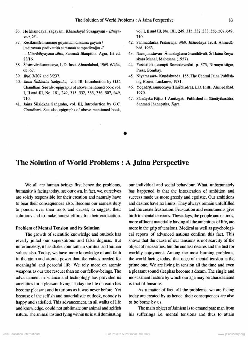 First page of Solution Of World Problems A Jaina Perspective