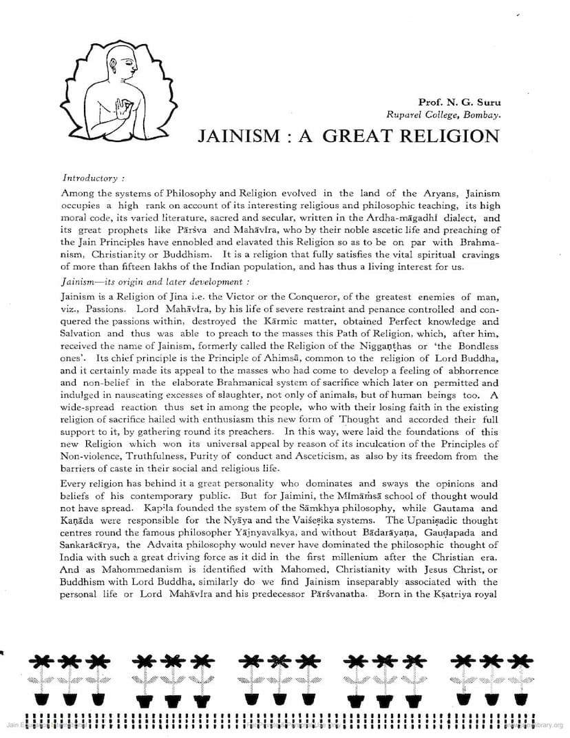 First page of Jainism A Great Religion