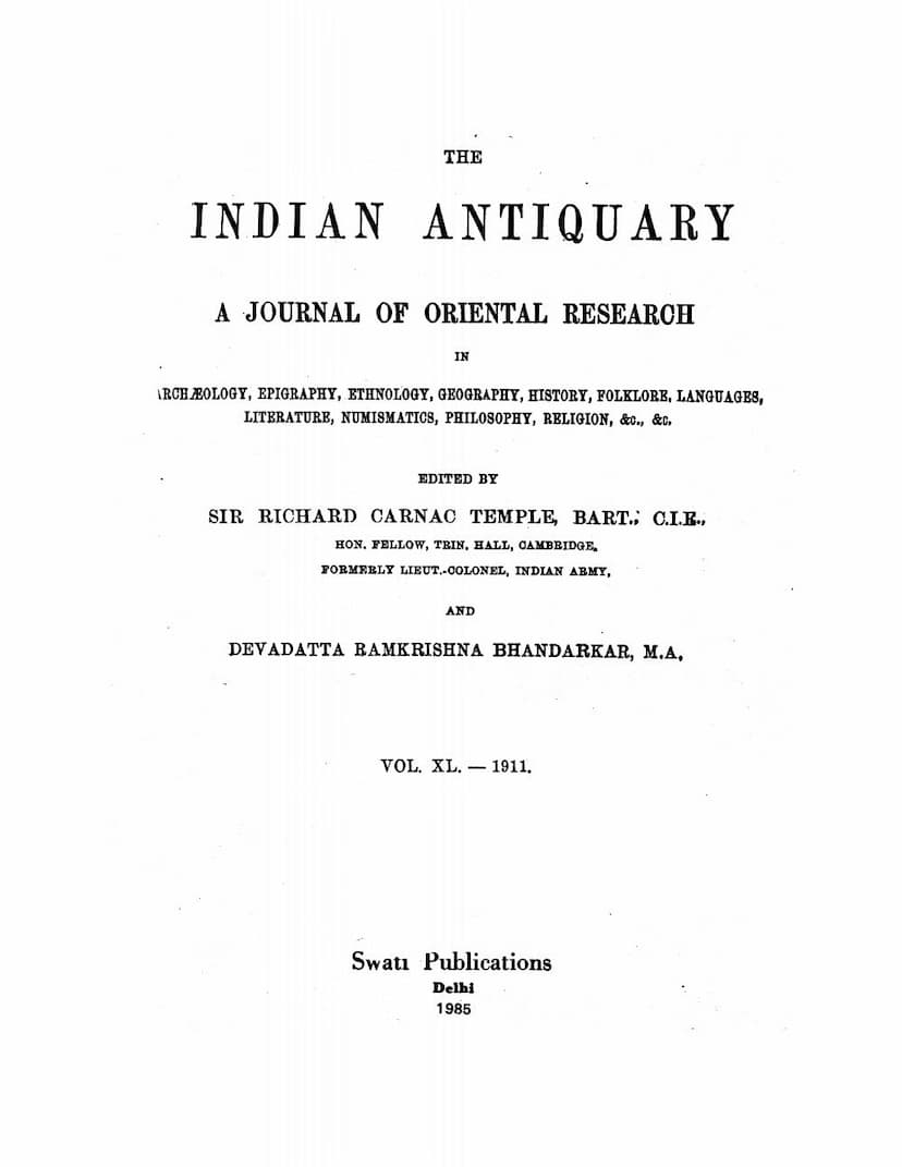 First page of Indian Antiquary Vol 40