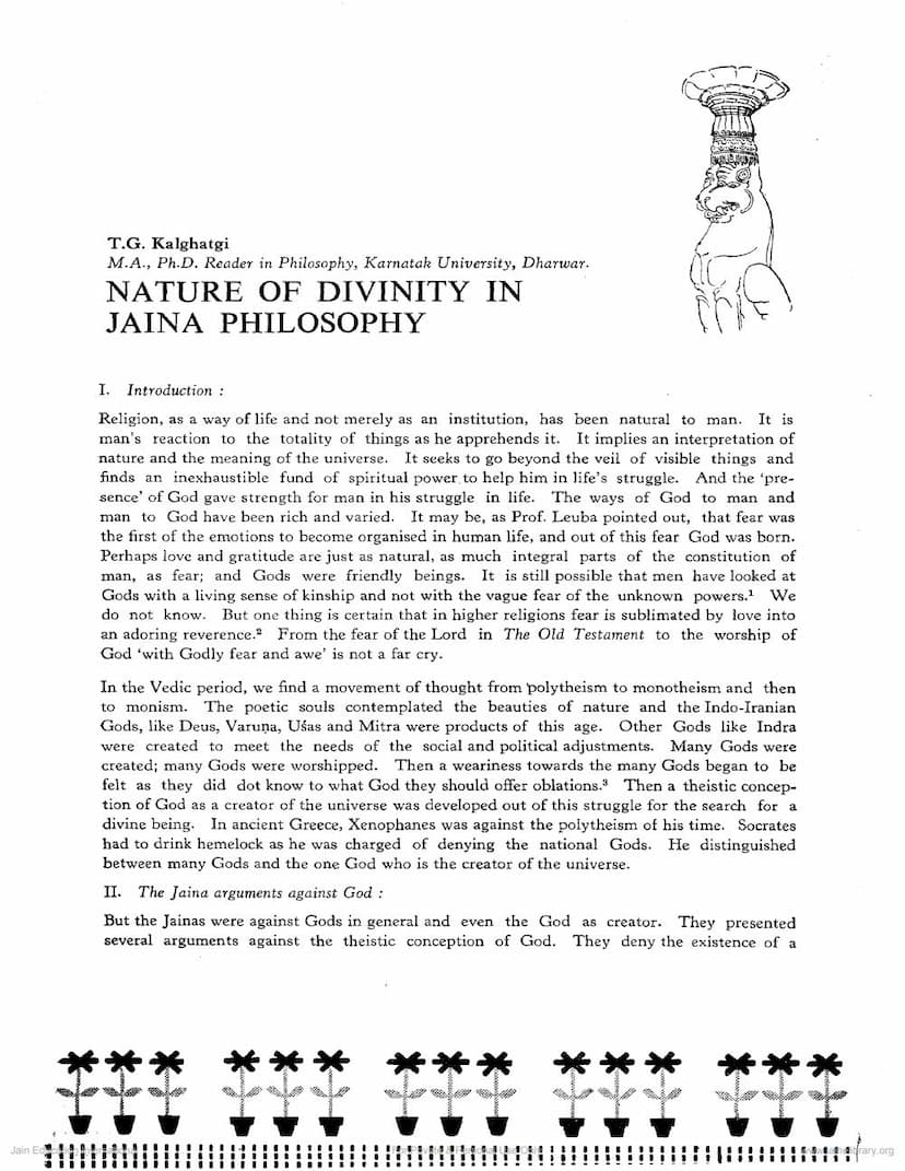 First page of Nature Of Divinity In Jaina Philosophy