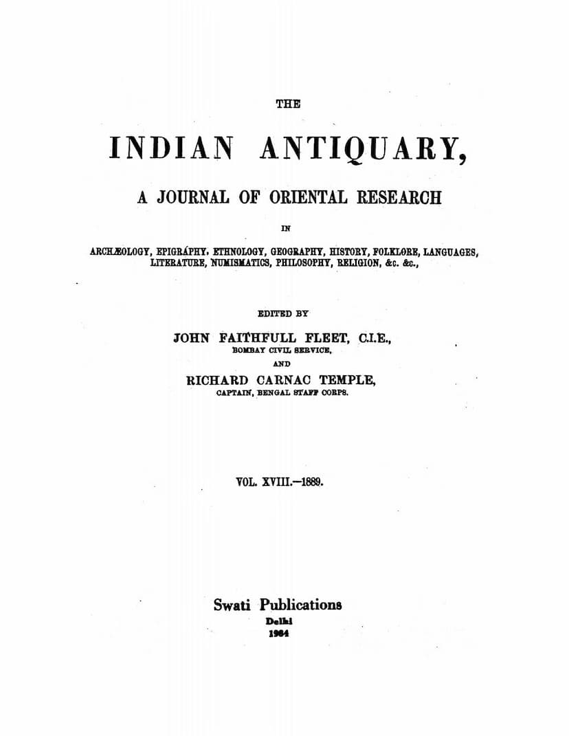 First page of Indian Antiquary Vol 18