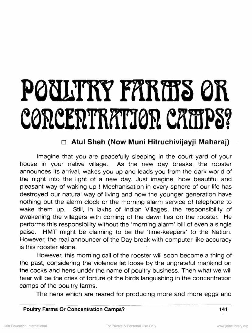 First page of Poultry Farms Or Concentration Camps