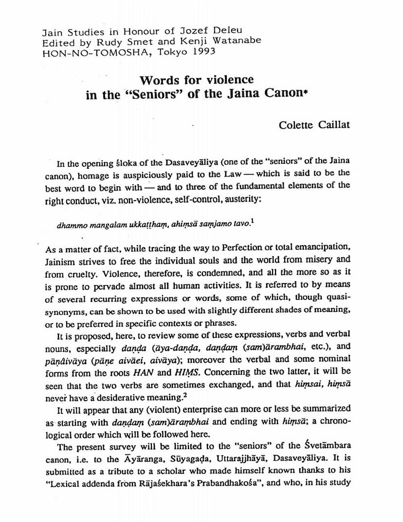 First page of Words For Violence In Seniors Of Jaina Canon