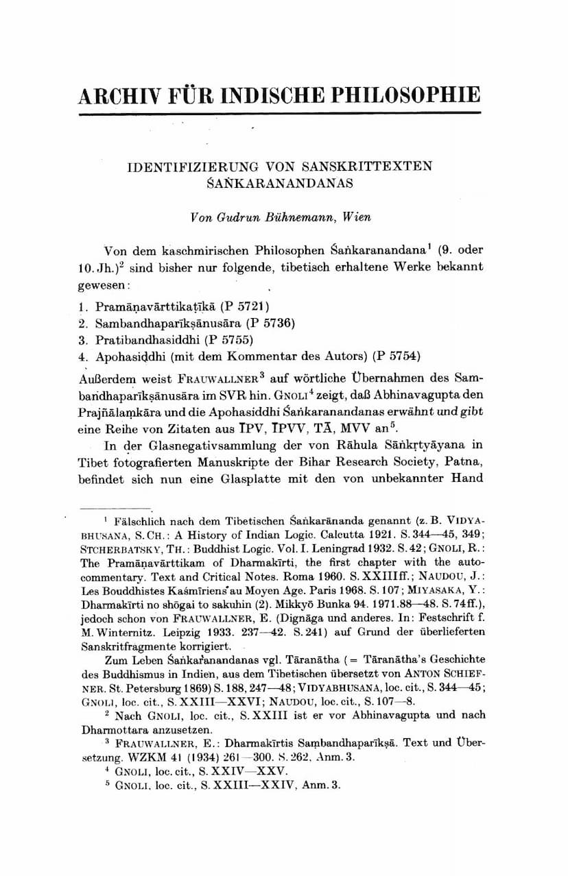 First page of Identifizierung Von Sanskrittexten Sankaranandanas