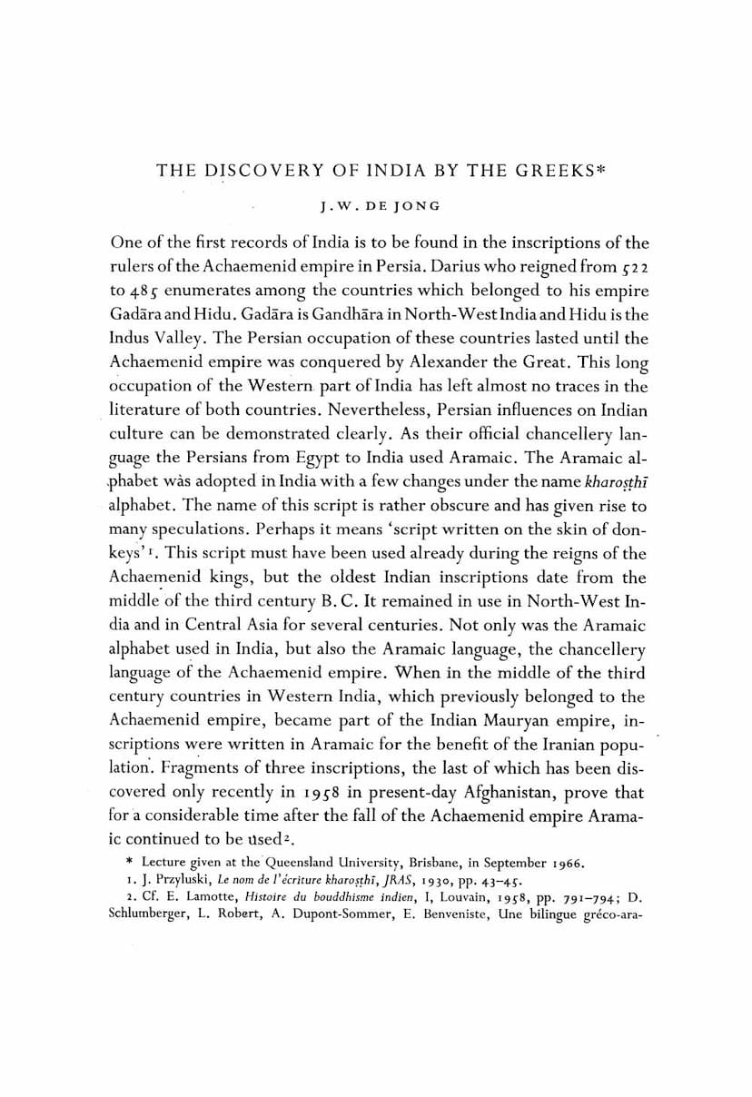 First page of Discovery Of India By Greeks
