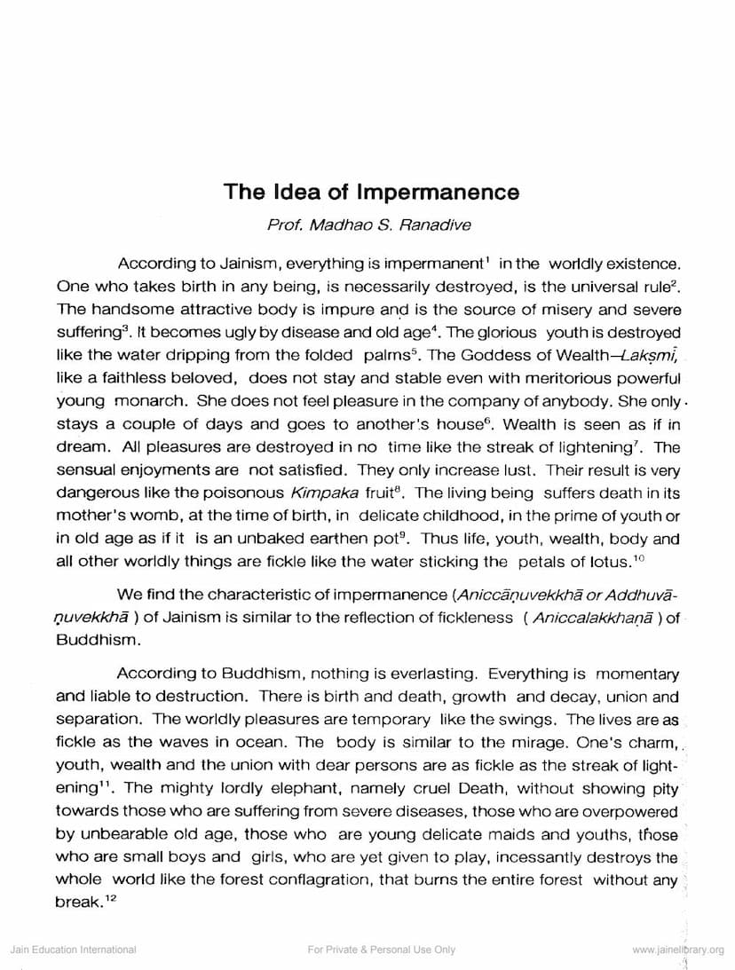 First page of Idea Of Impermanenc