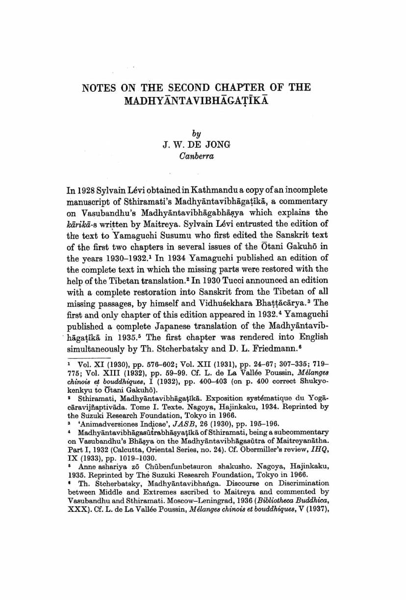 First page of Notes On Second Chapter Of Madhyanta Vibhaga Tika