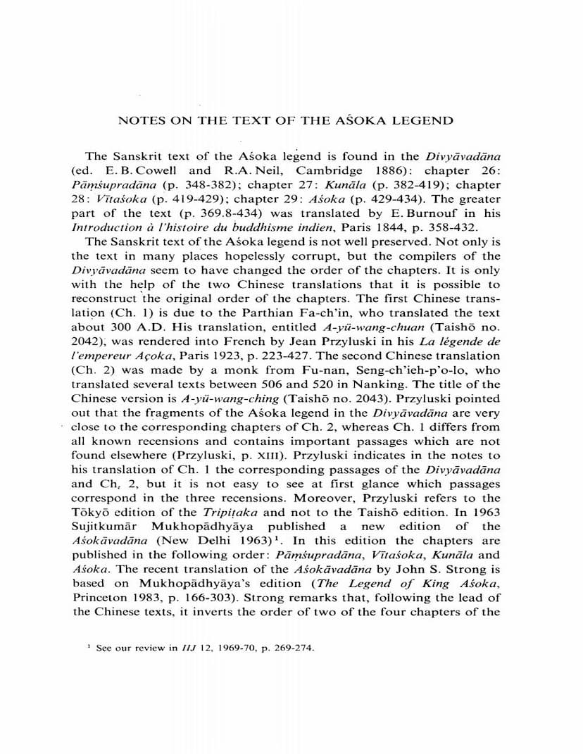 First page of Notes On Text Of Asoka Legend