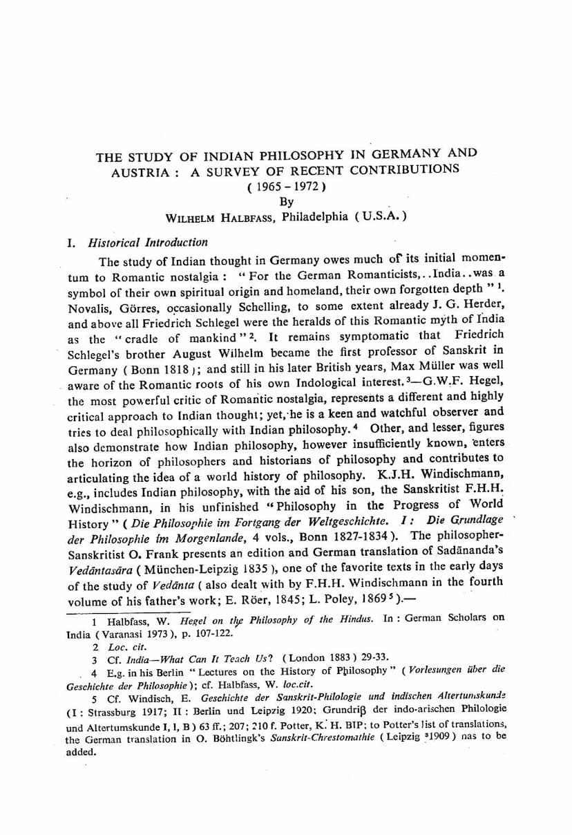 First page of Study Of Indian Philosophy In Germany And Austria