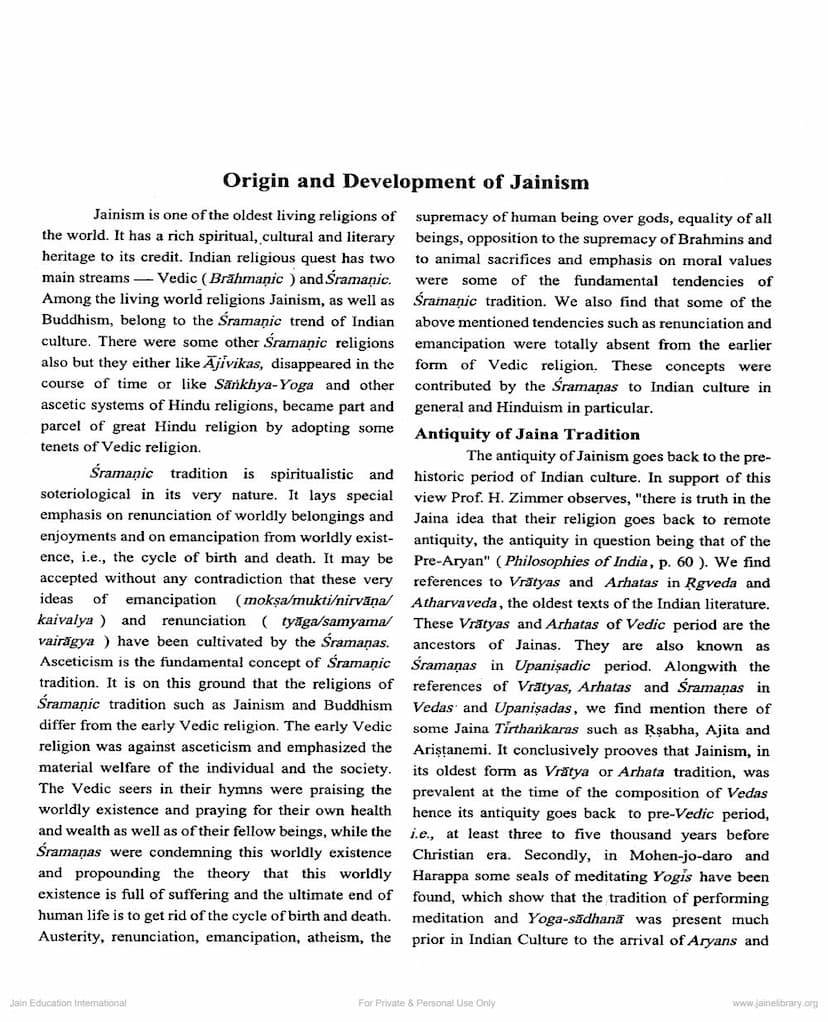 First page of Origin And Development Of Jainism
