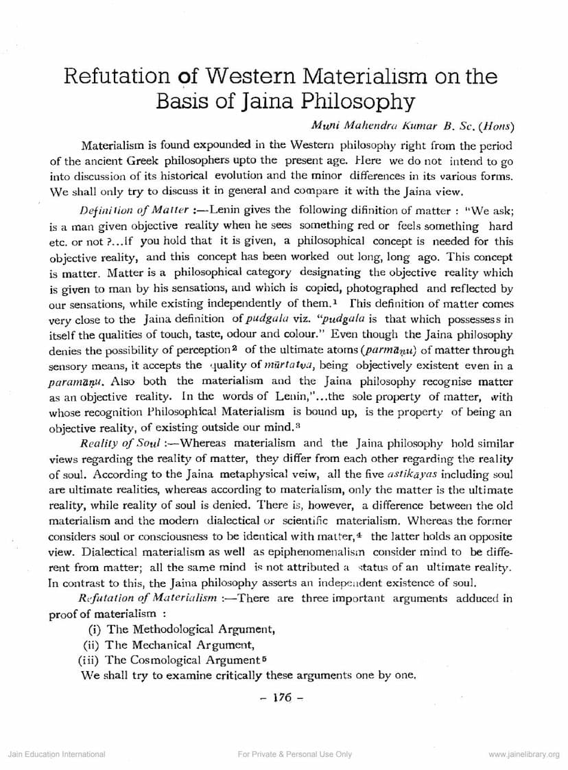 First page of Refutation Of Western Materialism On The Basis Of Jain Philosophy