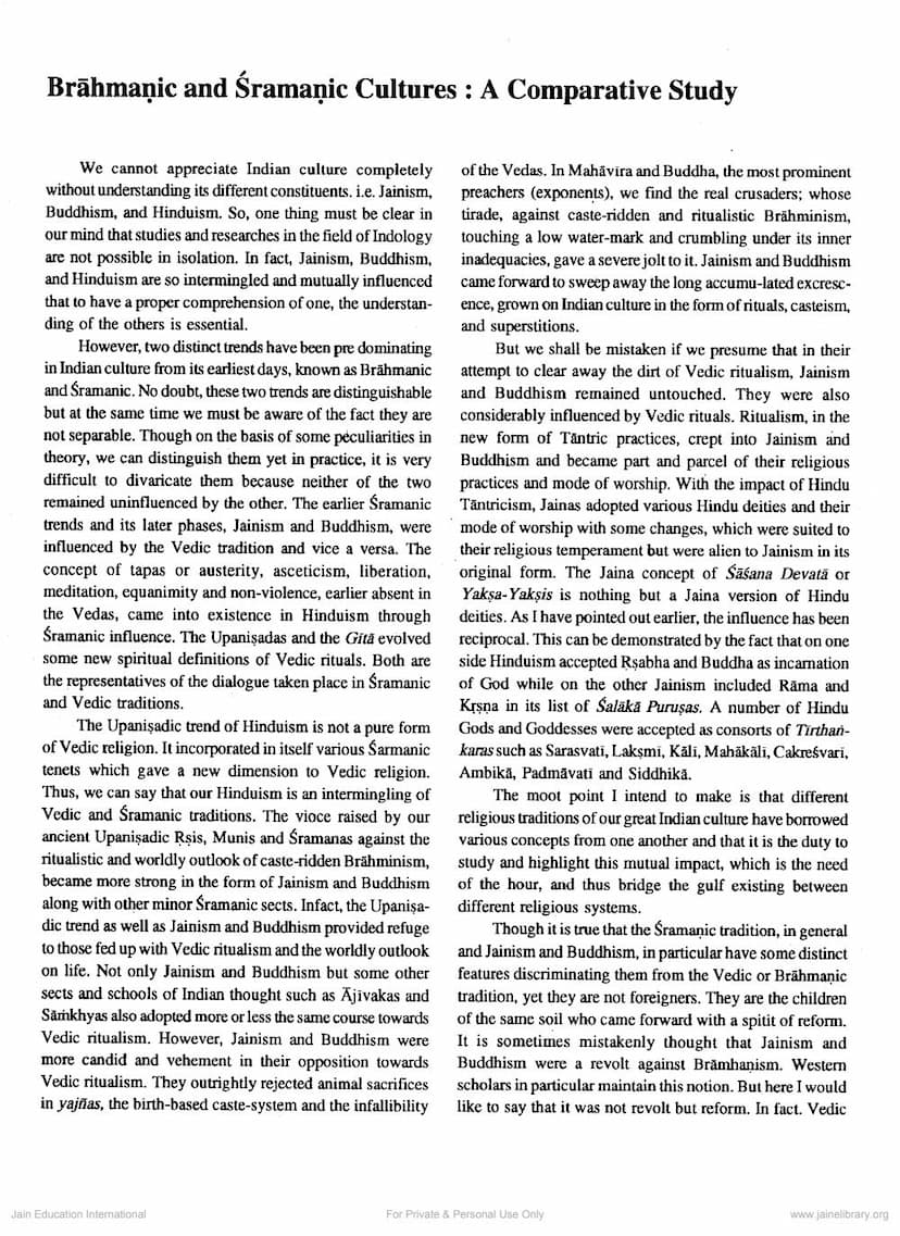 First page of Bramhanic And Sramanic Culture A Comparative Study