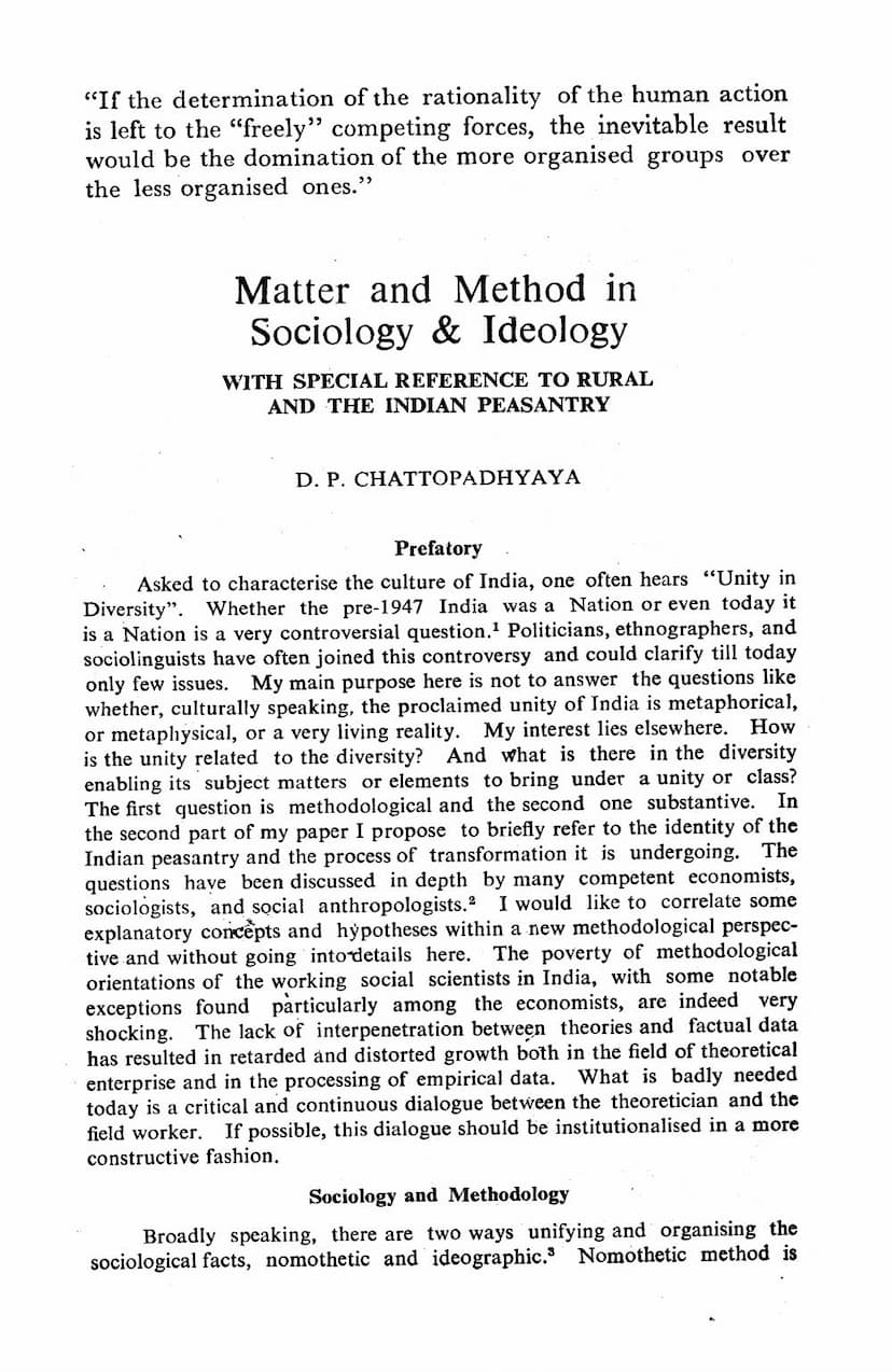First page of Matter And Method In Sociology And Ideology