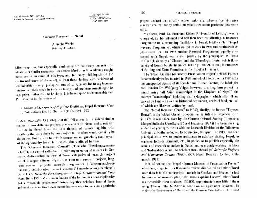 First page of German Research In Nepal