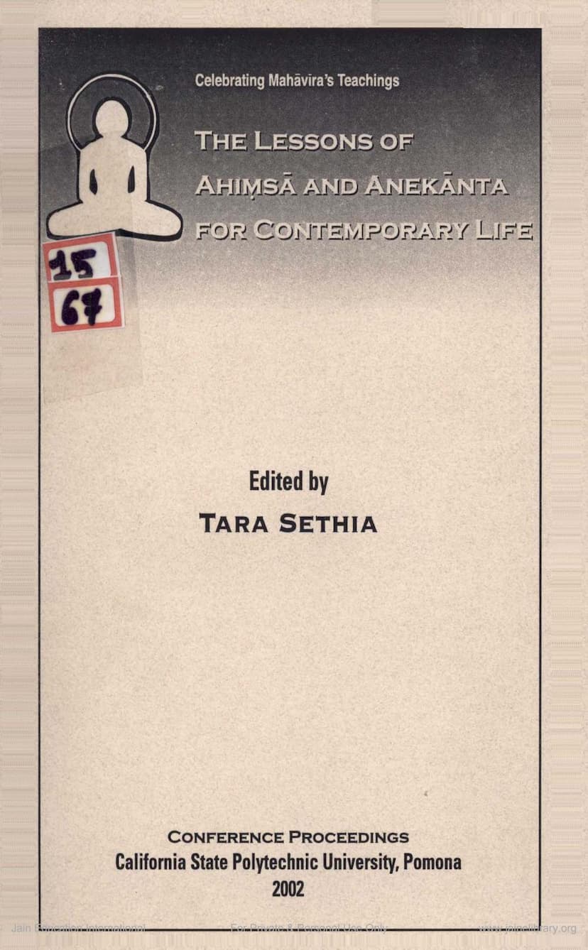First page of Lessons Of Ahimsa And Anekanta For Contemporary Life