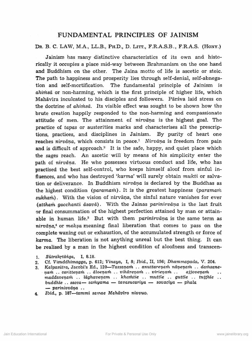 First page of Fundamental Principles Of Jainism