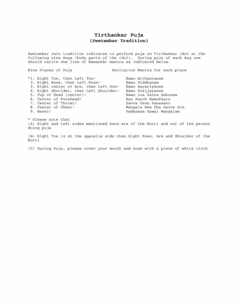 First page of Nine Ang Puja