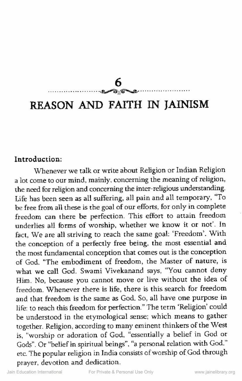 First page of Reason And Faith Of Jainism
