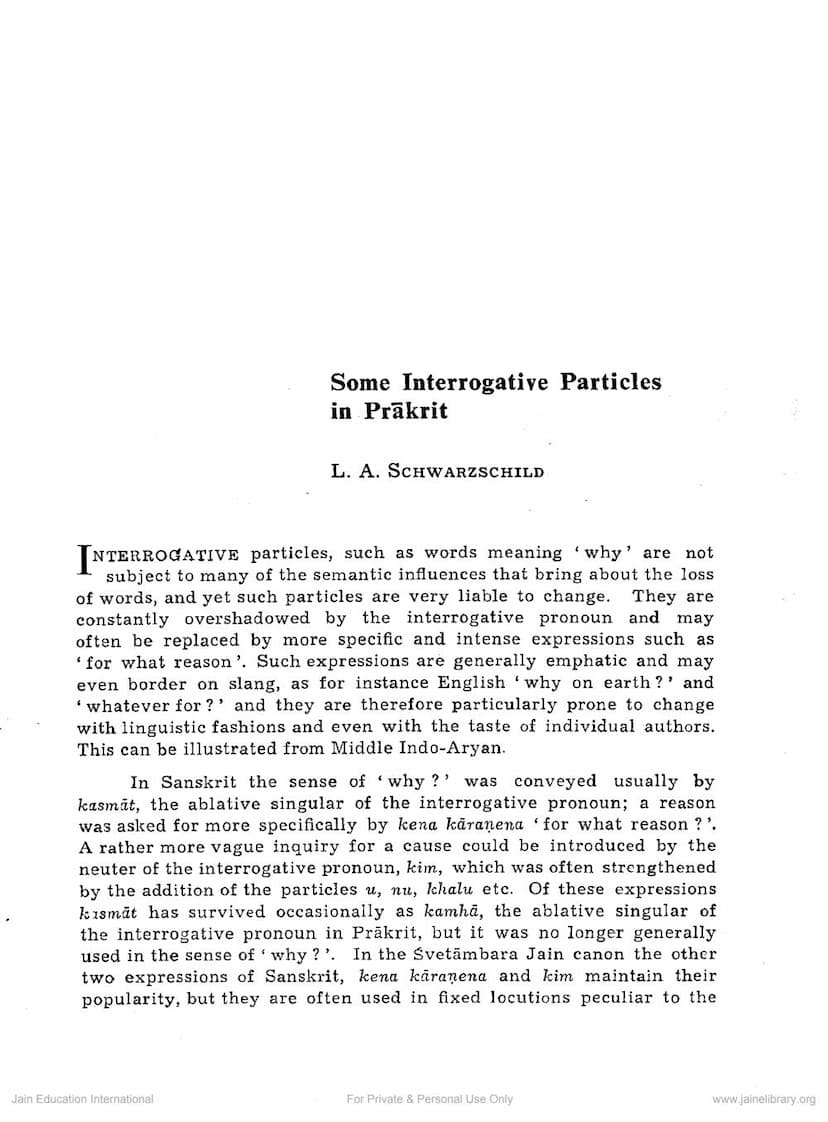 First page of Some Interrogative Particles In Prakrit
