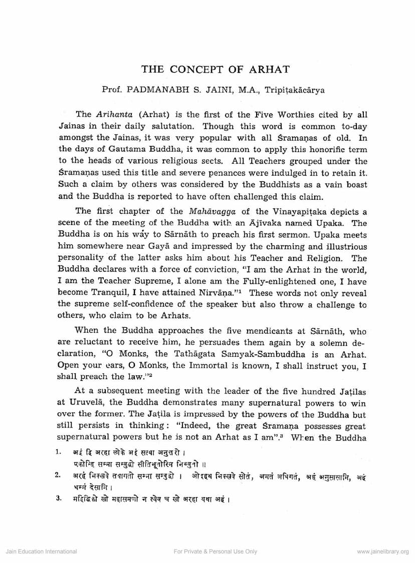 First page of Concept Of Arhat