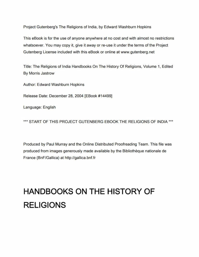 First page of Handbook Of History Of Religions