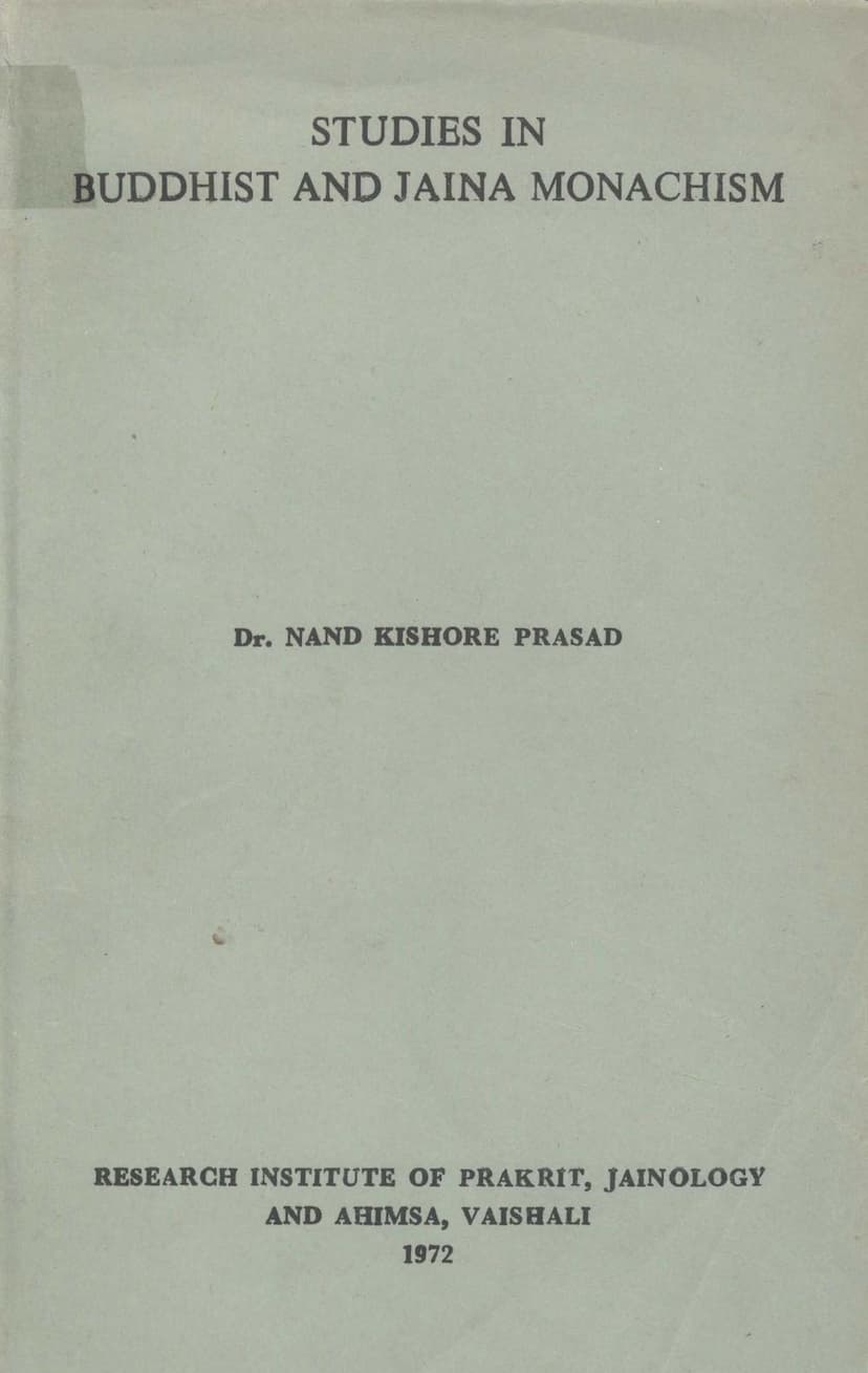 First page of Studies In Buddhist And Jaina Monachism