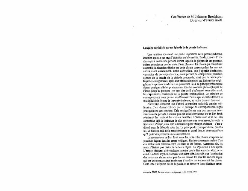 First page of Langage Of Realite Sur Un Episode De La Pensee Indinee