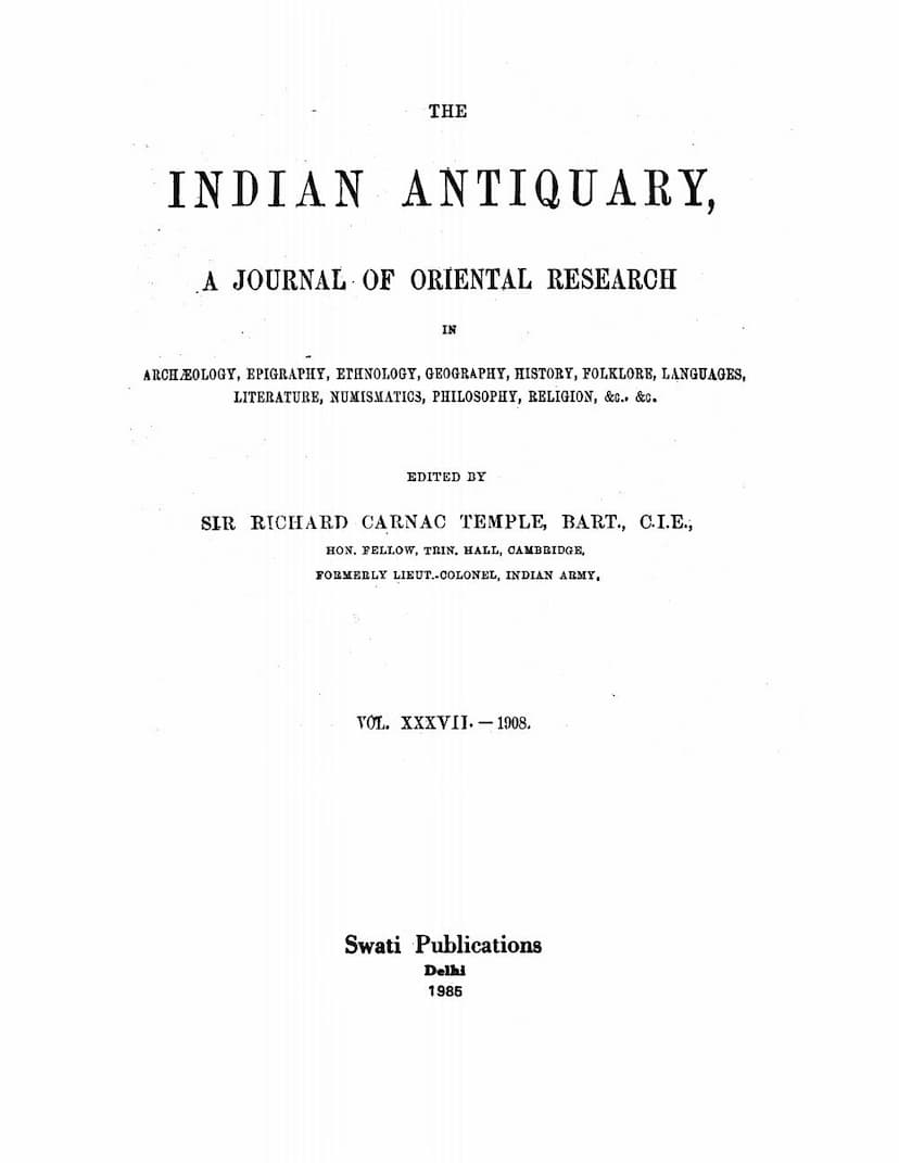 First page of Indian Antiquary Vol 37