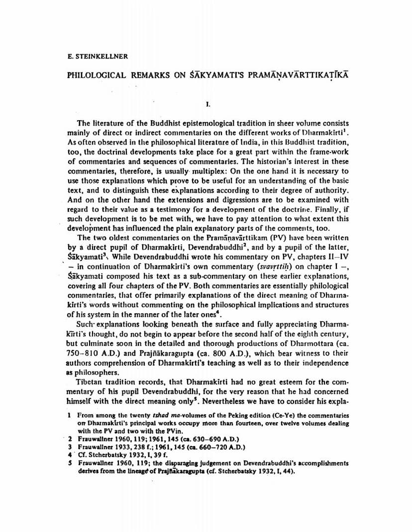 First page of Philological Remarks On Sakyamatis Pramanavarttikatika