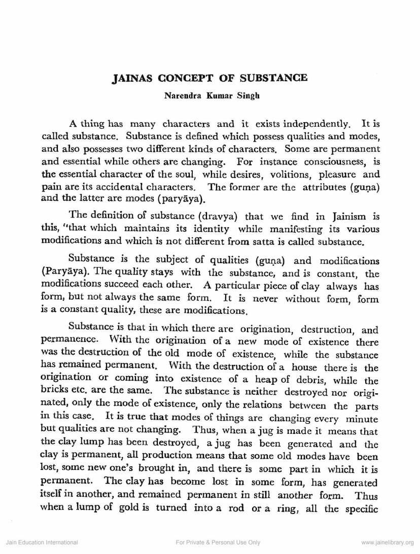 First page of Jainas Concept Of Substance