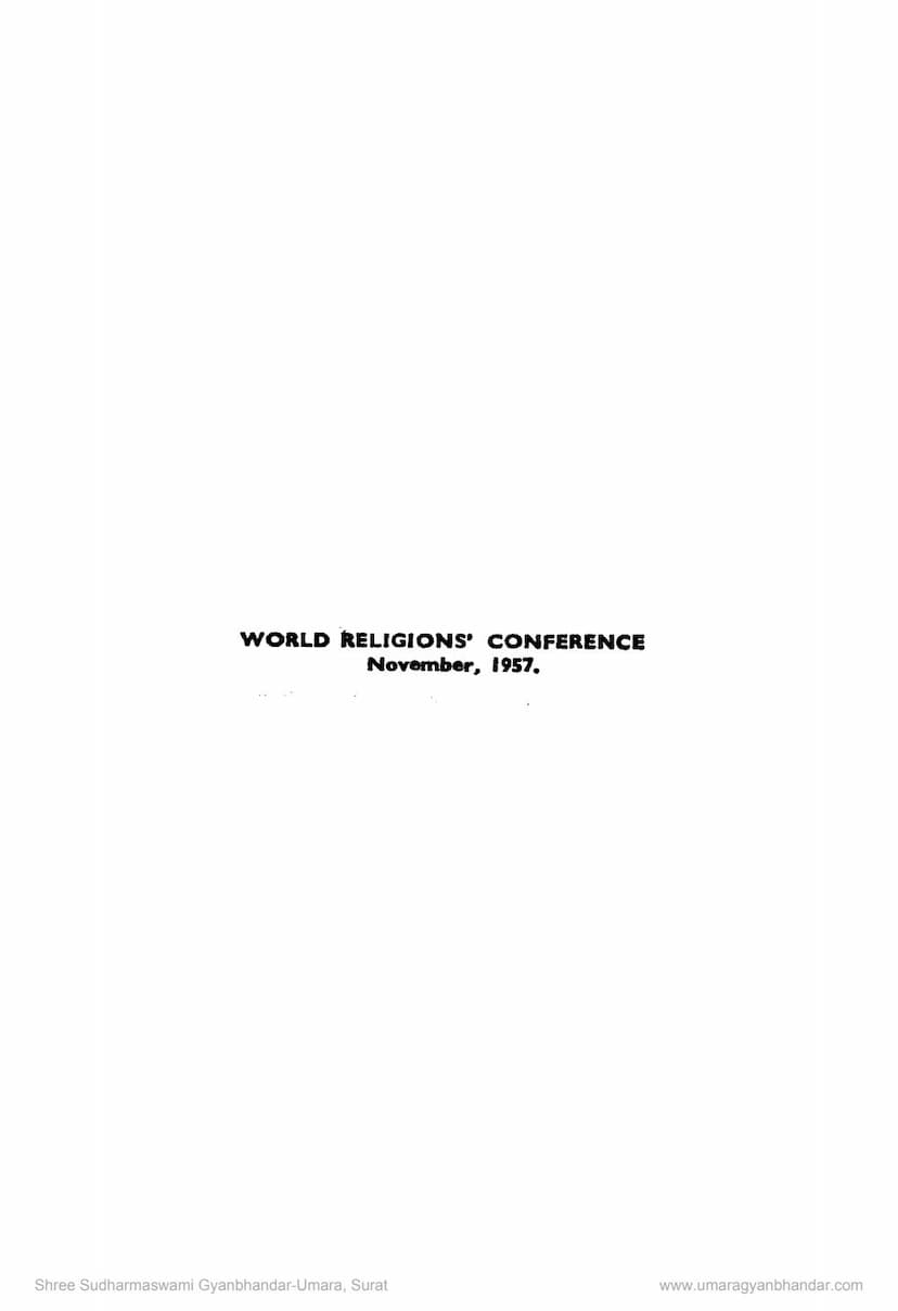 First page of World Religions Conference November 1957
