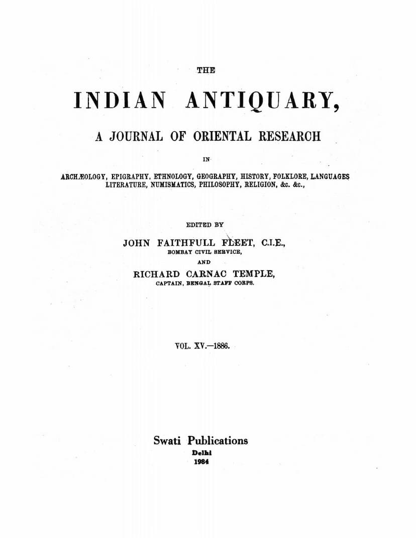 First page of Indian Antiquary Vol 15