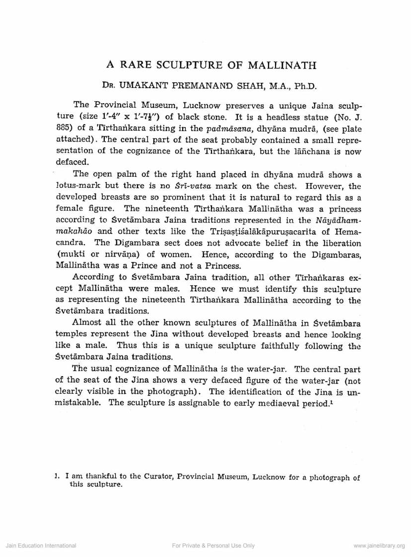 First page of Rare Sculpture Of Mallinatha