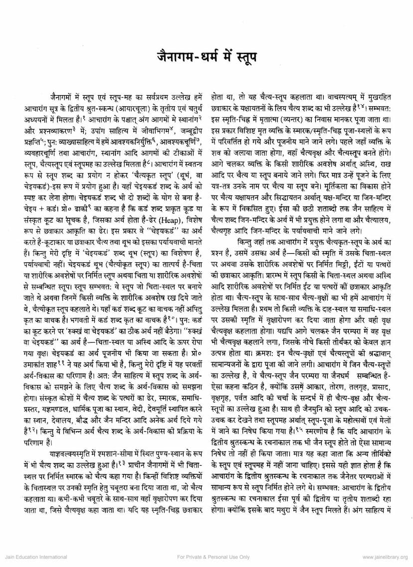 First page of Jainagam Dharm Me Stup
