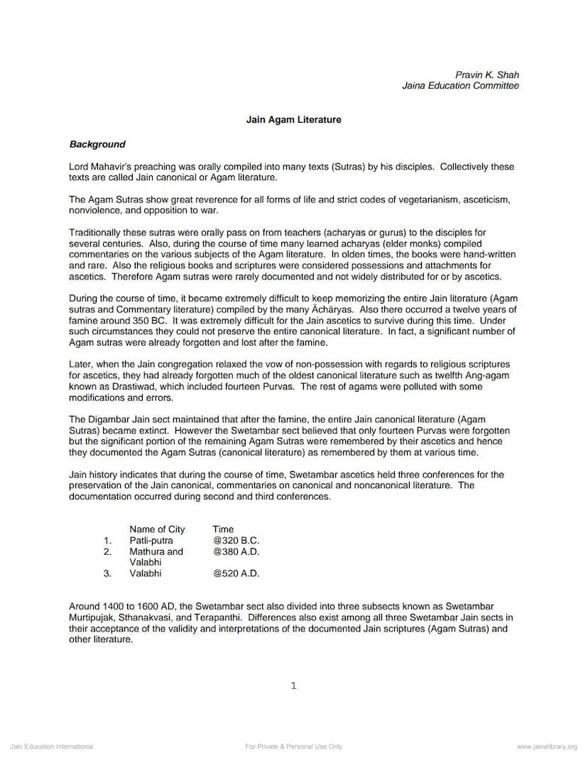 First page of Jain Agam Literature