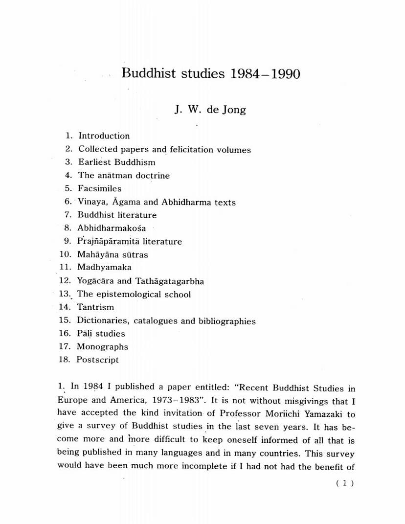 First page of Buddhist Studies 1984 1990