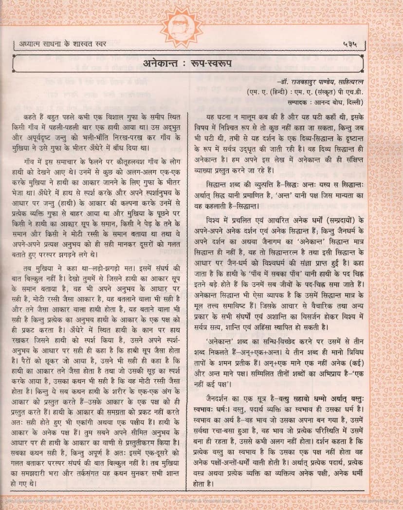 First page of Anekant Rup Swarup