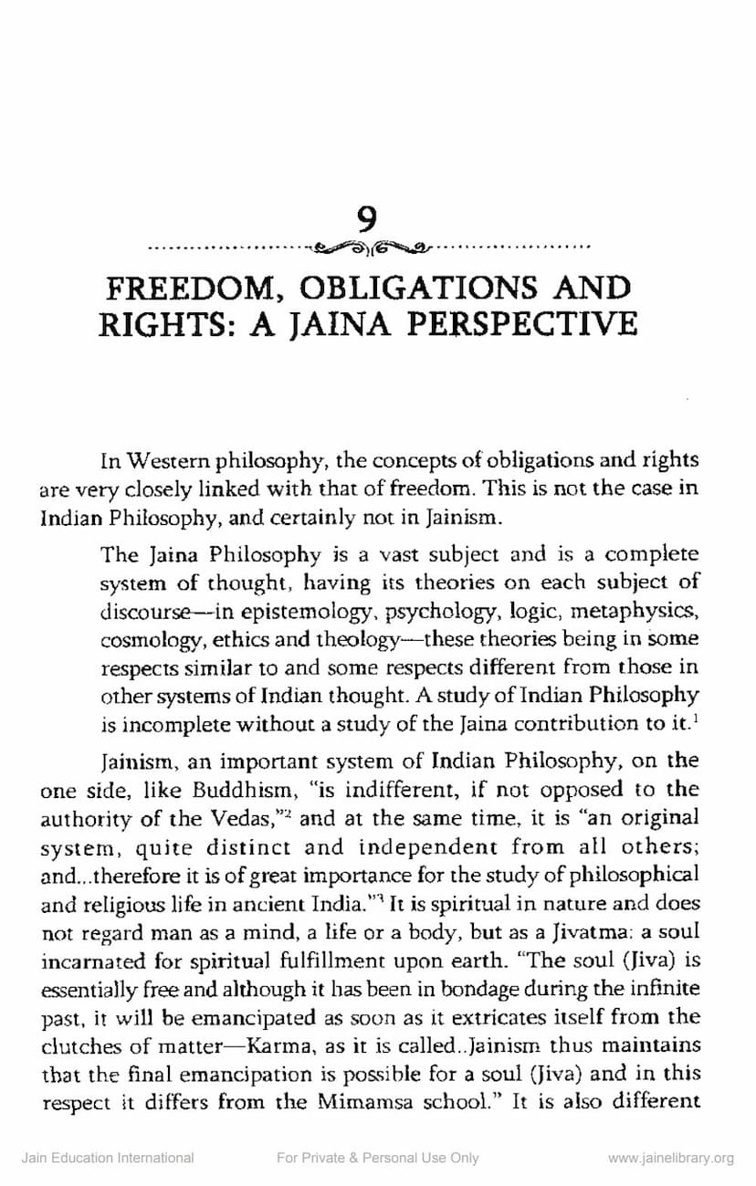 First page of Freedom Obligations Rights A Jaina Perspective