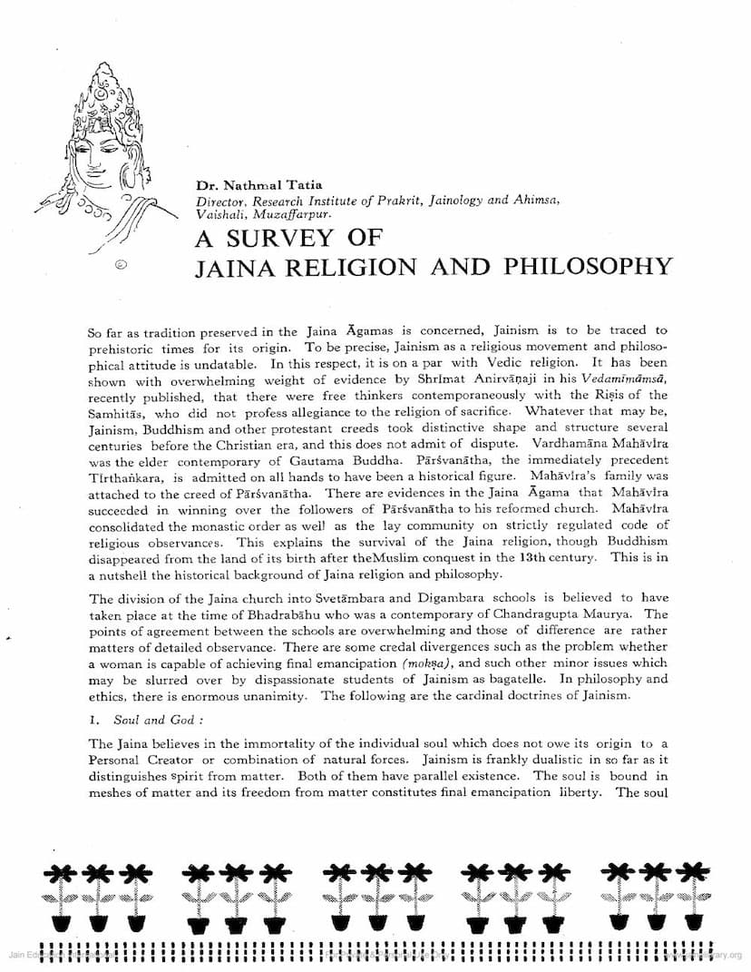 First page of Survey On Jaina Religion And Philosophy