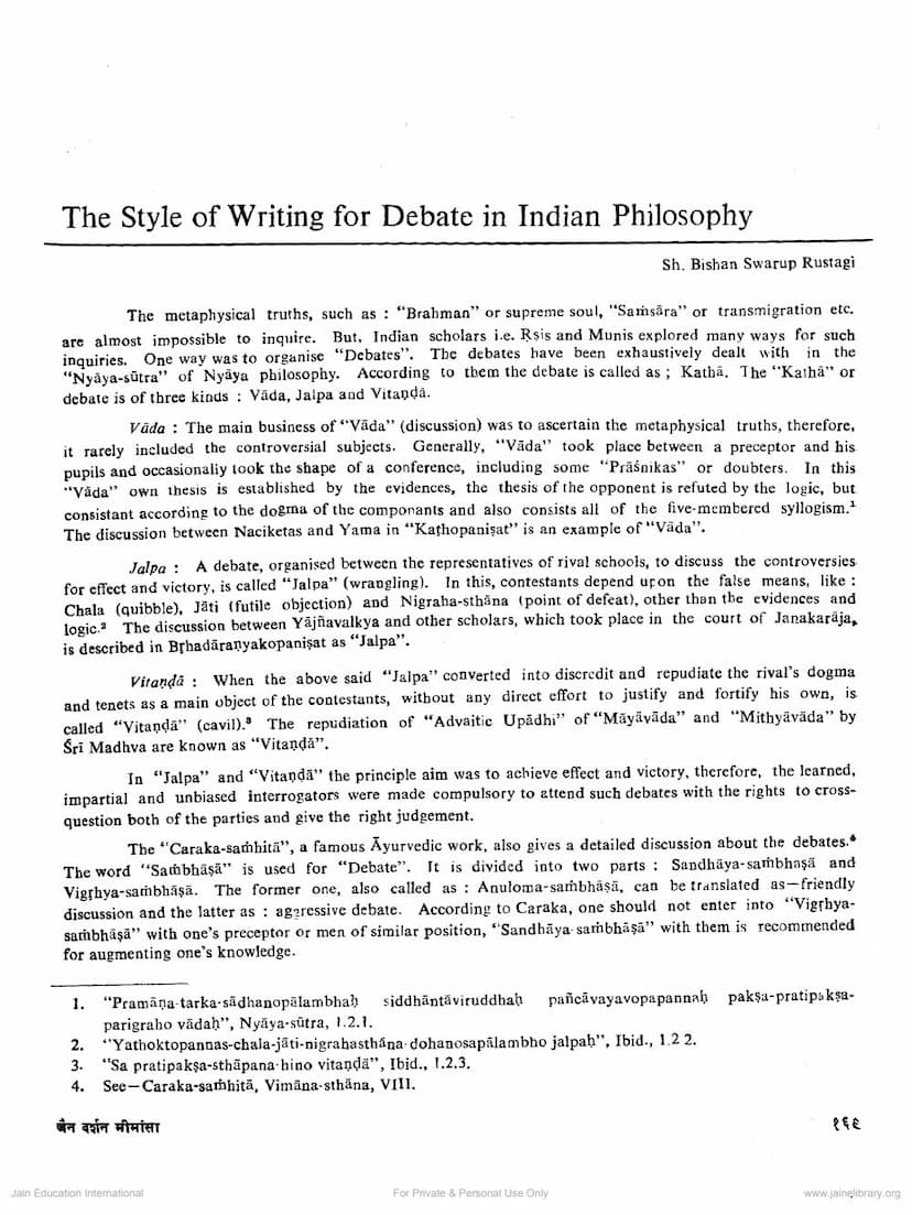 First page of Style Of Writing For Debate In Indian Philosophy