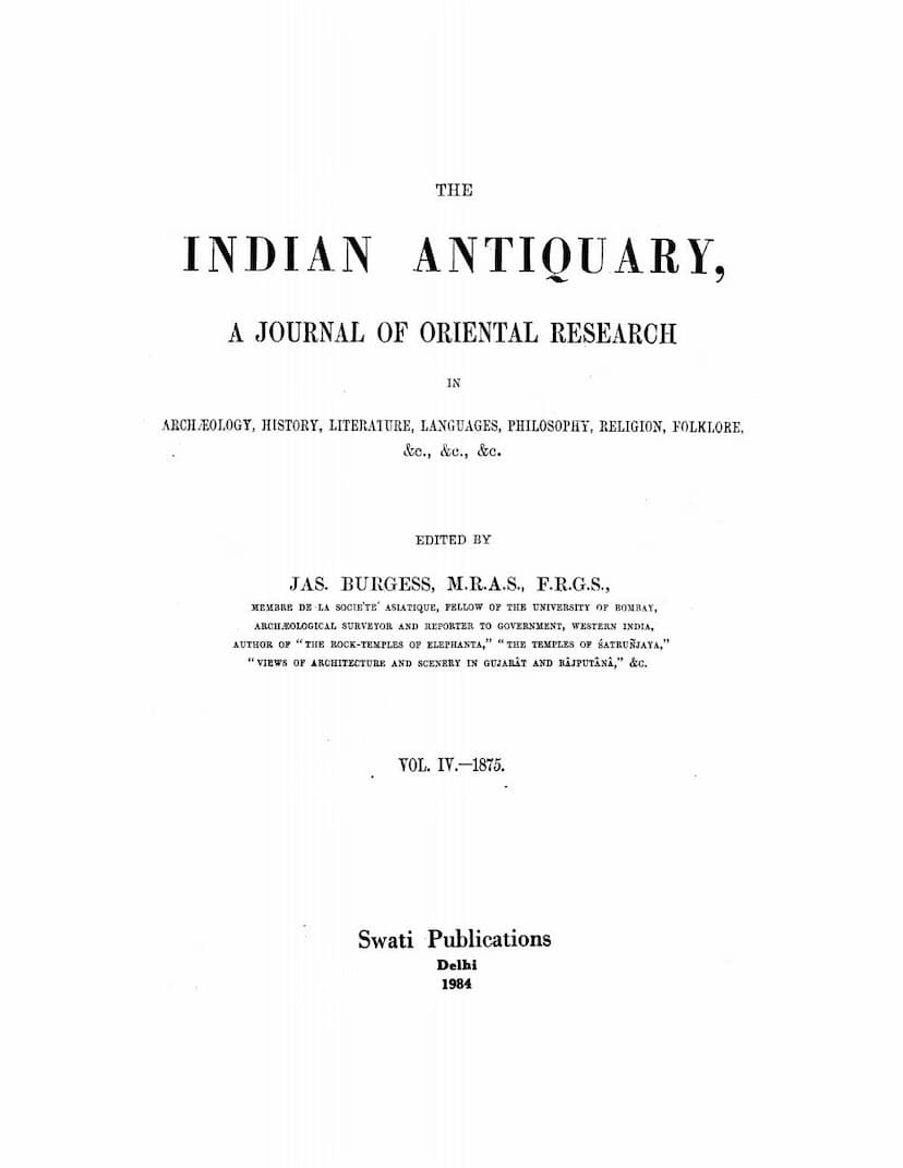 First page of Indian Antiquary Vol 04