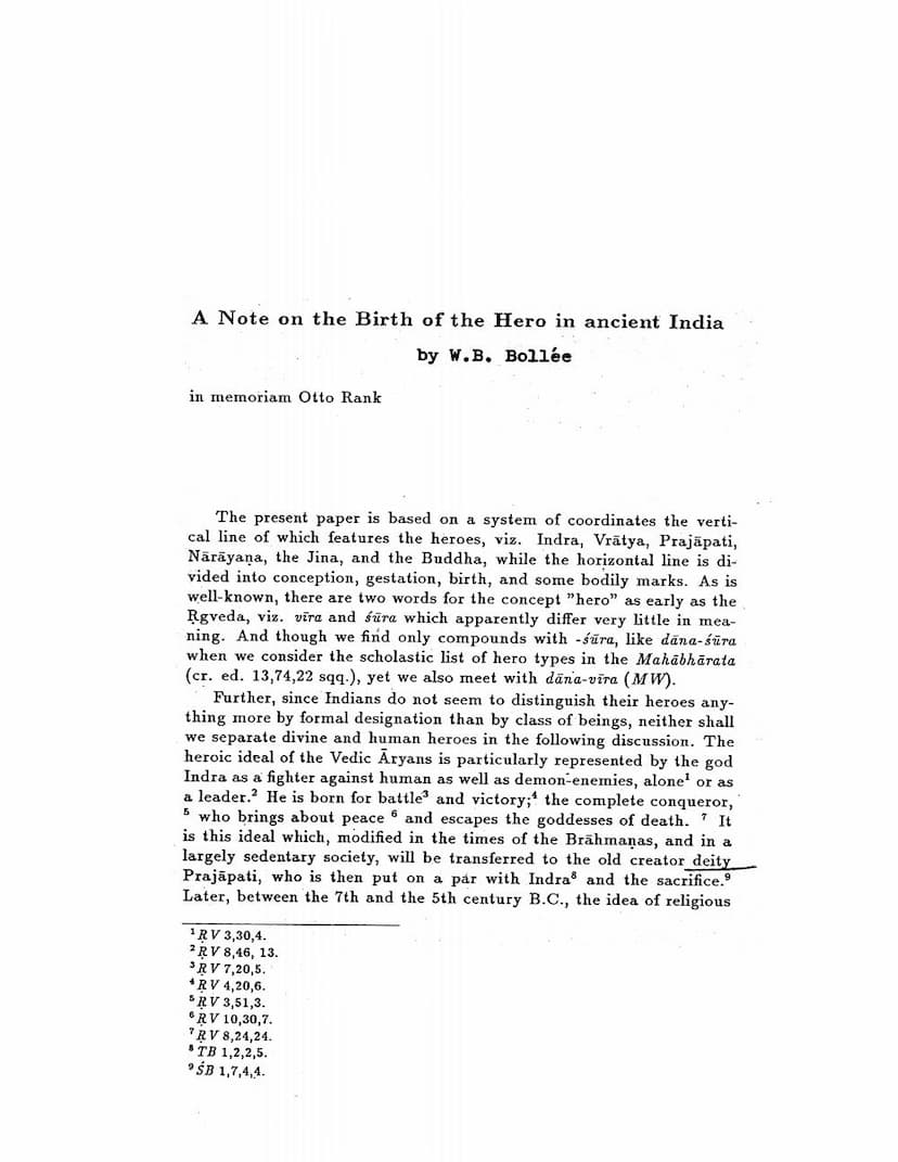 First page of Note On Birth Of Hero In Ancient India